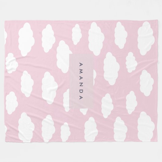 Aangepaste Monogram Schattigee Girly Pink Cloud Gi Fleece Deken (Voorkant (Horizontaal))