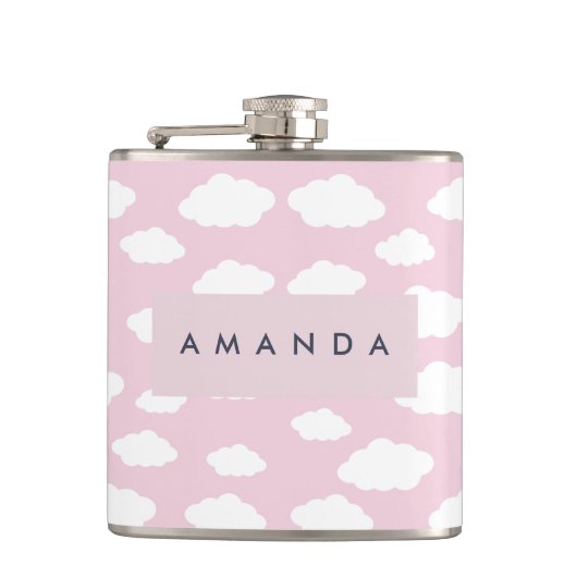 Aangepaste Monogram Schattigee Girly Pink Cloud Gi Heupfles (Voorkant)