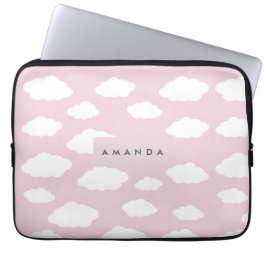 Aangepaste Monogram Schattigee Girly Pink Cloud Gi Laptop Sleeve