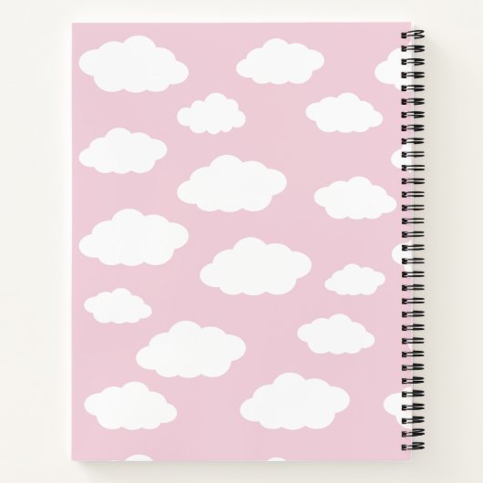 Aangepaste Monogram Schattigee Girly Pink Cloud Gi Notitieboek (Achterkant)