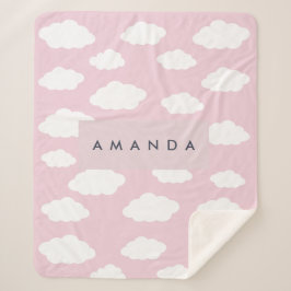 Aangepaste Monogram Schattigee Girly Pink Cloud Gi Sherpa Deken