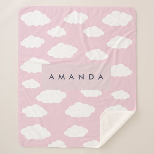 Aangepaste Monogram Schattigee Girly Pink Cloud Gi Sherpa Deken (Voorkant)