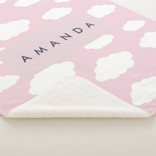 Aangepaste Monogram Schattigee Girly Pink Cloud Gi Sherpa Deken (3/4)