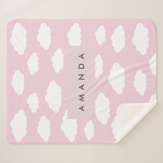 Aangepaste Monogram Schattigee Girly Pink Cloud Gi Sherpa Deken (Voorkant (horizontaal))
