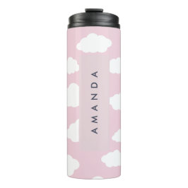 Aangepaste Monogram Schattigee Girly Pink Cloud Gi Thermosbeker