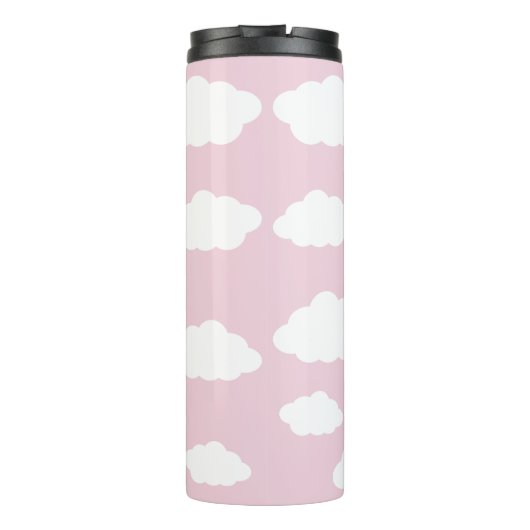 Aangepaste Monogram Schattigee Girly Pink Cloud Gi Thermosbeker (Achterkant)