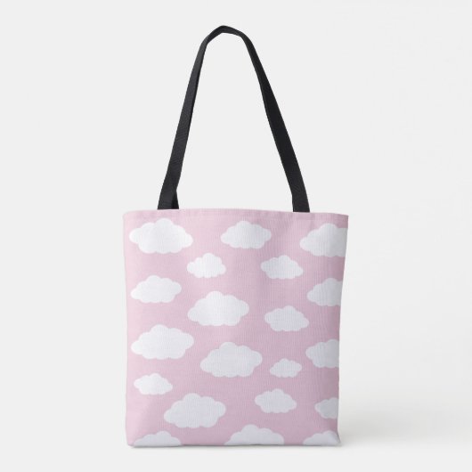 Aangepaste Monogram Schattigee Girly Pink Cloud Gi Tote Bag (Achterkant)