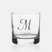 Aangepaste Monogram Script Naam Bruiloft Partij Whisky Glas (Voorkant)