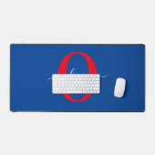 Aangepaste monogram scriptnaam Blauw rood Bureaumat (Keyboard & Muis)