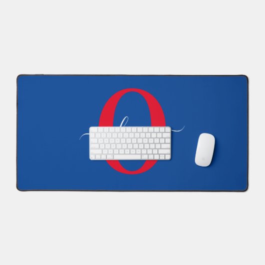Aangepaste monogram scriptnaam Blauw rood Bureaumat (Keyboard & Muis)