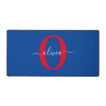 Aangepaste monogram scriptnaam Blauw rood