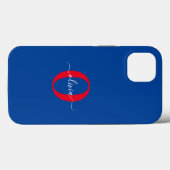 Aangepaste monogram scriptnaam Blauw rood Case-Mate iPhone Case (Achterkant (horizontaal))