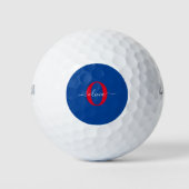 Aangepaste monogram scriptnaam Blauw rood Golfballen (Voorkant)