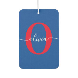 Aangepaste monogram scriptnaam Blauw rood Luchtverfrisser