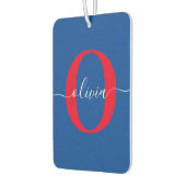 Aangepaste monogram scriptnaam Blauw rood Luchtverfrisser (Links)