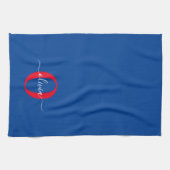 Aangepaste monogram scriptnaam Blauw rood Theedoek (Horizontaal)