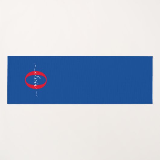 Aangepaste monogram scriptnaam Blauw rood Yogamat (Voorkant (horizontaal))