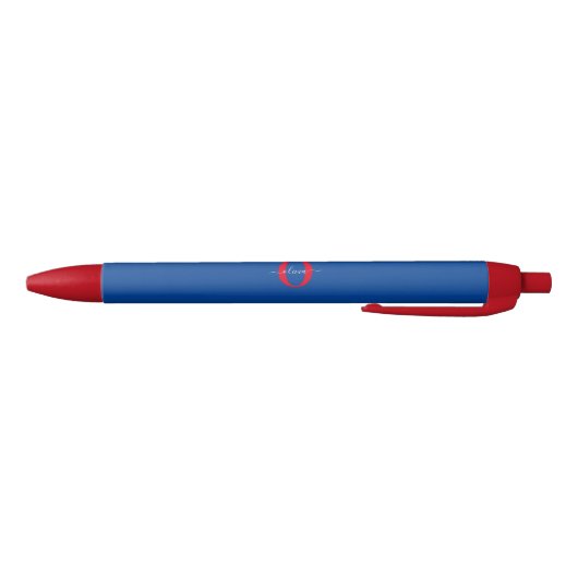 Aangepaste monogram scriptnaam Blauw rood Zwarte Inkt Pen (Bodem)