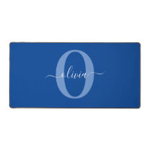 Aangepaste monogram scriptnaam Blauw Wit
