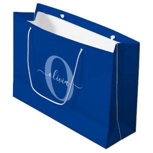 Aangepaste monogram scriptnaam Blauw Wit Groot Cadeauzakje