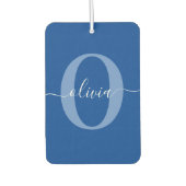 Aangepaste monogram scriptnaam Blauw Wit Luchtverfrisser (Voorkant)