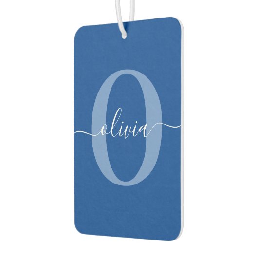 Aangepaste monogram scriptnaam Blauw Wit Luchtverfrisser (Links)