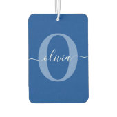 Aangepaste monogram scriptnaam Blauw Wit Luchtverfrisser (Achterkant)