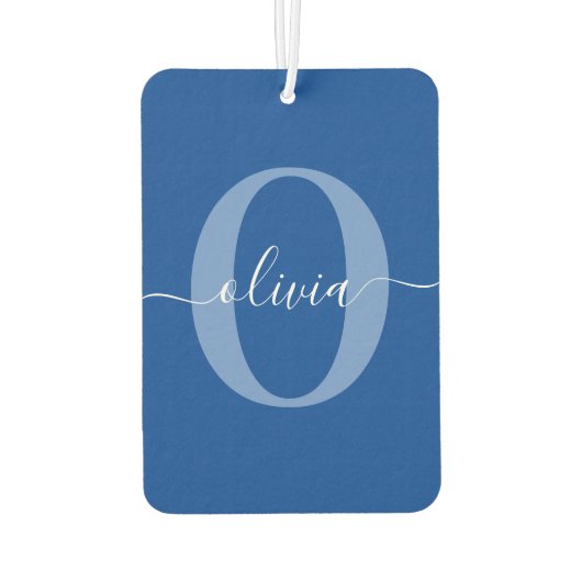 Aangepaste monogram scriptnaam Blauw Wit Luchtverfrisser (Achterkant)