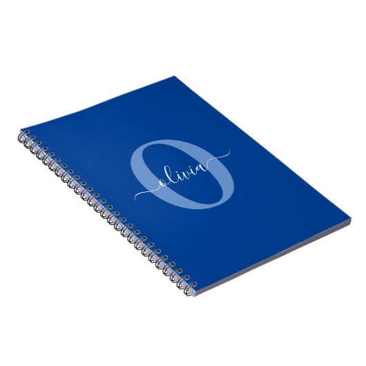 Aangepaste monogram scriptnaam Blauw Wit Notitieboek (Rechterzijde)