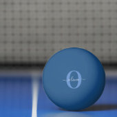 Aangepaste monogram scriptnaam Blauw Wit Pingpongbal (Net)