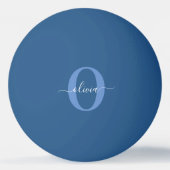 Aangepaste monogram scriptnaam Blauw Wit Pingpongbal (Voorkant)