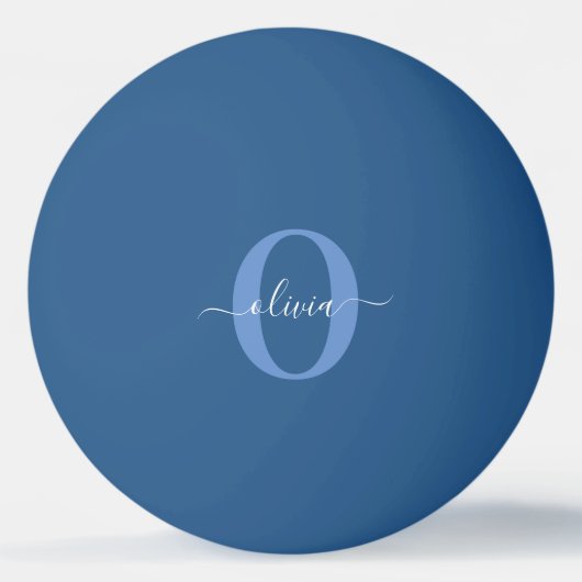 Aangepaste monogram scriptnaam Blauw Wit Pingpongbal (Achterkant)