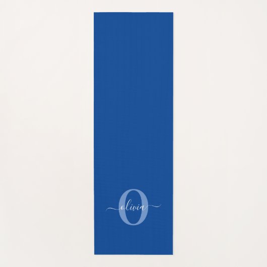 Aangepaste monogram scriptnaam Blauw Wit Yogamat (Voorkant)