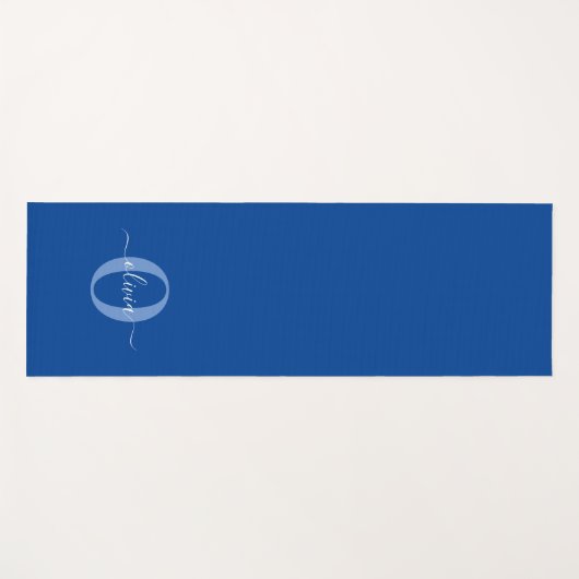 Aangepaste monogram scriptnaam Blauw Wit Yogamat (Voorkant (horizontaal))