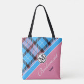 Aangepaste monogram scriptnaam Chic Tartan Bridesm Tote Bag (Achterkant)