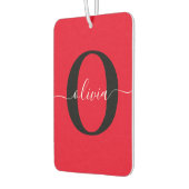 Aangepaste monogram scriptnaam rood zwart wit luchtverfrisser (Links)