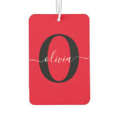 Aangepaste monogram scriptnaam rood zwart wit luchtverfrisser (Achterkant)