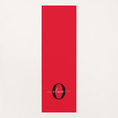 Aangepaste monogram scriptnaam rood zwart wit yogamat (Voorkant)