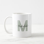 Aangepaste monogram scriptnaam Sage Green Koffiemok (Links)