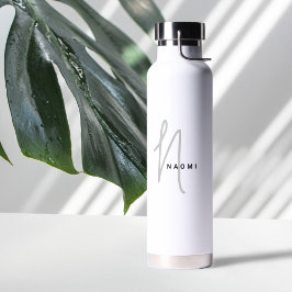 Aangepaste monogram scriptnaam Stijlvol Waterfles