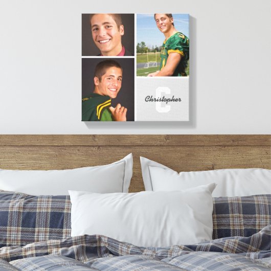 Aangepaste monogram Senior Photo Collage Canvas af (Insitu (Slaapkamer))