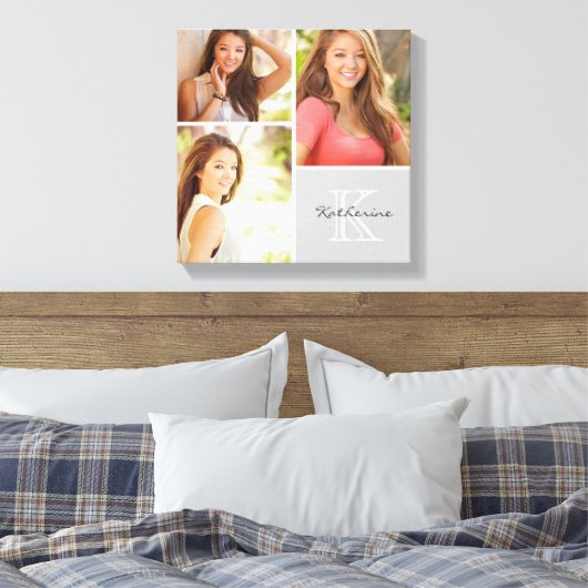 Aangepaste monogram Senior Photo Collage Canvas af (Insitu (Slaapkamer))