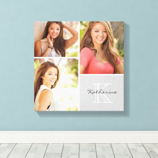 Aangepaste monogram Senior Photo Collage Canvas af (Insitu (Houten vloer))