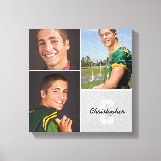 Aangepaste monogram Senior Photo Collage Canvas af Afdruk (Voorkant)