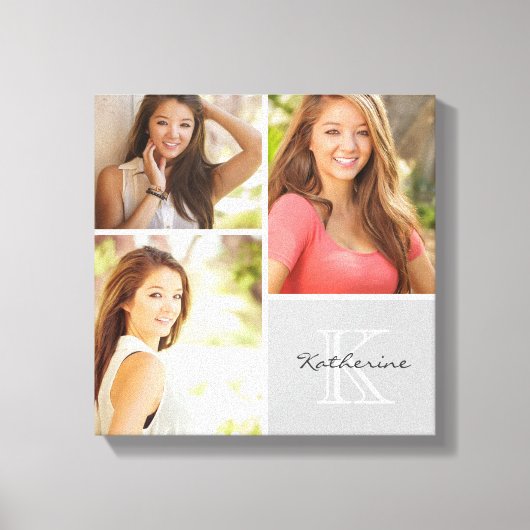Aangepaste monogram Senior Photo Collage Canvas af Afdruk (Voorkant)