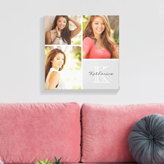 Aangepaste monogram Senior Photo Collage Canvas af Afdruk (Insitu (Woonkamer))