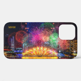 Aangepaste monogram Singapore Fireworks-telefoonge Case-Mate iPhone Case