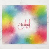 Aangepaste monogram Sjabloon Abstracte kleurrijke Likeurfles Etiket (Enkel label)