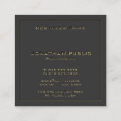 Aangepaste Monogram Sjabloon Elegant Zwart & Goud Vierkante Visitekaartje (Achterkant)