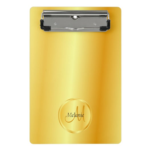 Aangepaste monogram Sjabloon Gold Kijk elegant Mini Klembord (Voorkant)